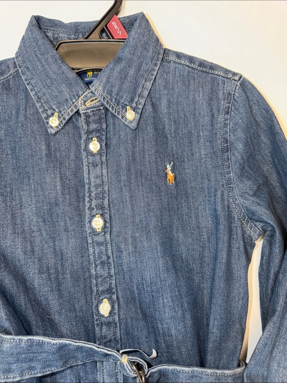 Ralph Lauren Indigo Denim Shirt Dress with Tie Belt